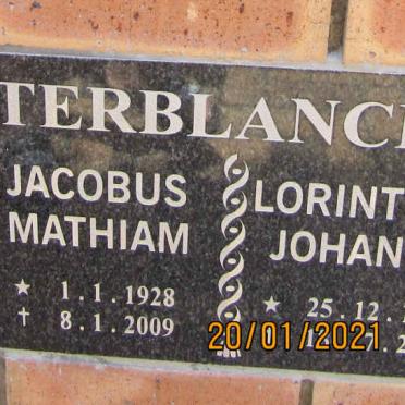 TERBLANCHE Jacobus Mathiam 1928-2009 &amp; Lorinthea Johanna 1930-2010
