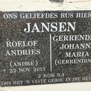 JANSEN Roelof Andries -2013 &amp; Gerrendina Johanna Maria