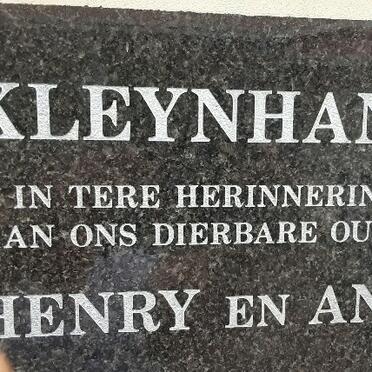 KLEYNHANS Henry &amp; Ann