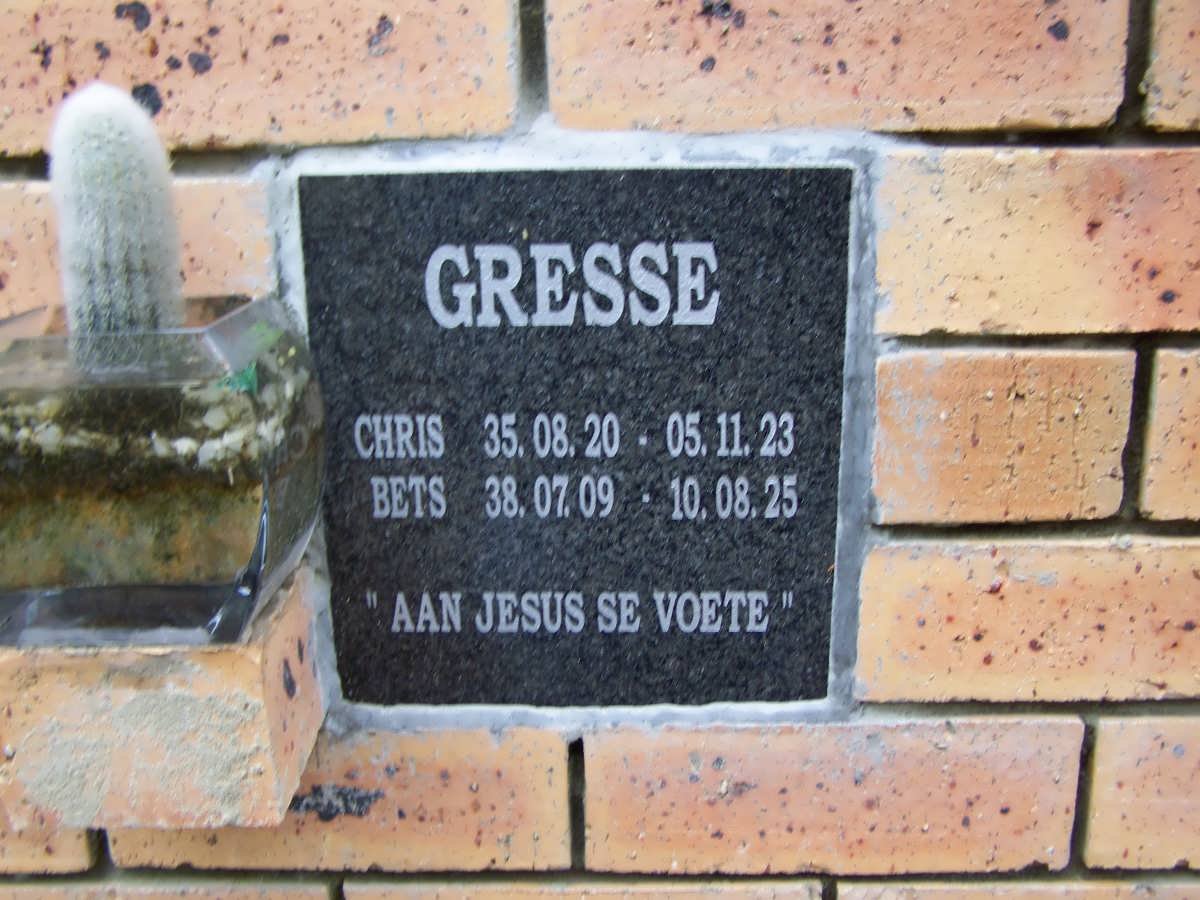 GRESSE Chris 1935-2005 & Bets 1938-2010