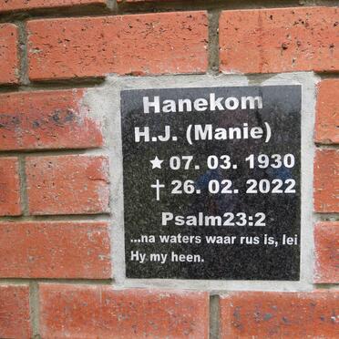 HANEKOM H.J. 1930-2022