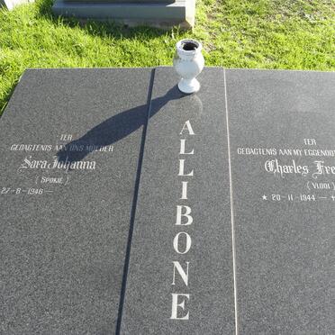 ALLIBONE Charles Frederick 1944-1992 &amp; Sara Johanna 1946-