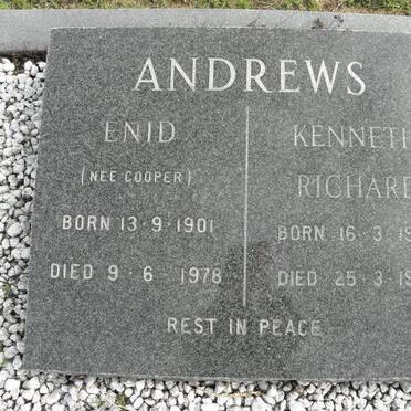 ANDREWS Kenneth Richard 1904-1987 &amp; Enid COOPER 1901-1978