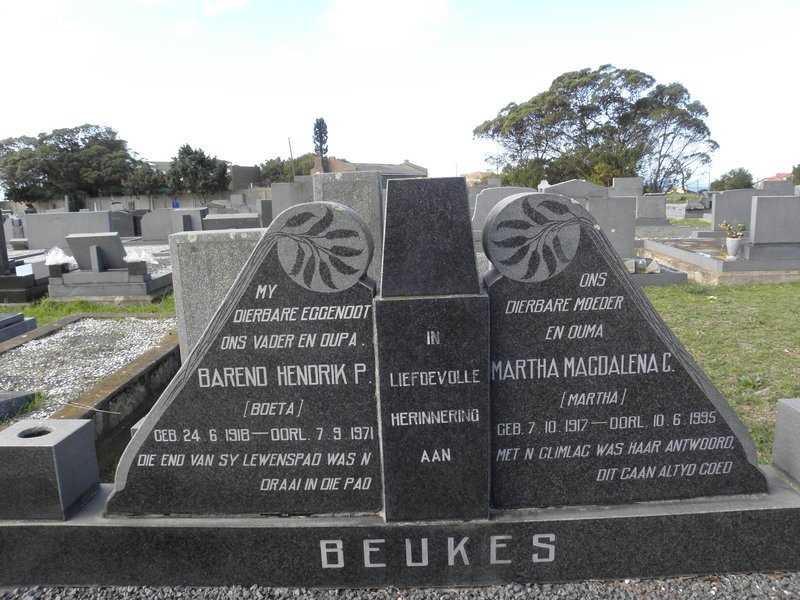 BEUKES Barend Hendrik P. 1918-1971 &amp; Martha Magdalena C. 1917-1995