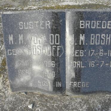 BOSHOFF J.M. 1898-1969 :: VOSLOO M.M. nee BOSHOFF 1906-1940