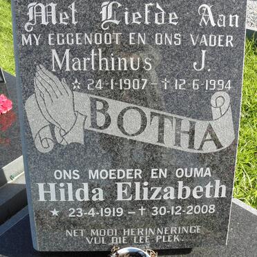 BOTHA Marthinus J. 1907-1994 &amp; Hilda Elizabeth 1919-2008