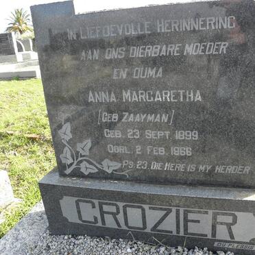 CROZIER Anna Margaretha nee ZAAYMAN 1899-1966