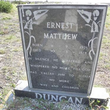 DUNCAN Ernest Matthew 1926-1978
