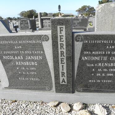 FERREIRA Nicolaas Jansen v. Rensburg 1891-1975 &amp; Antoinette Christina VAN RENSBURG 1901-1990