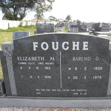 FOUCHE Barend D. 1906-1979 &amp; Elizabeth M. HULME 1913-1999