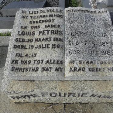 FOURIE Louis Petrus 1891-1963 &amp; Gertruida 1893-1988