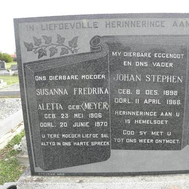 FOUCHE Johan Stephen 1898-1968 &amp; Susanna Fredrika Aletta MEYER 1906-1970