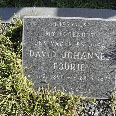 FOURIE David Johannes 1892-1977