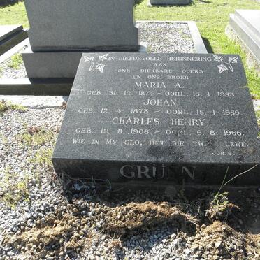 GRUEN Johan 1873-1959 &amp; Maria A. 1874-1953 :: GRUEN Charles Henry 1906-1966