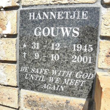 GOUWS Hannetjie 1945-2001