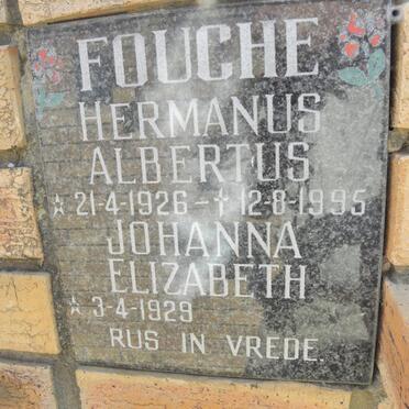 FOUCHE Hermanus Albertus 1926-1995 &amp; Johanna Elizabeth 1929-