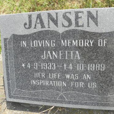 JANSEN Janetta 1933-1989