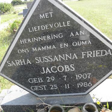 JACOBS Sarha Sussanna Frieda 1907-1986