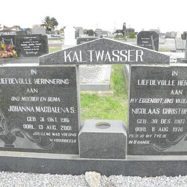 KALTWASSER Nicolaas Christoffel 1907-1976 &amp; Johanna Magdalena S. 1916-2001