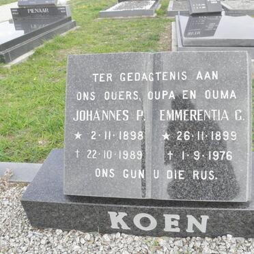 KOEN Johannes P. 1898-1989 &amp; Emmerentia C. 1899-1976
