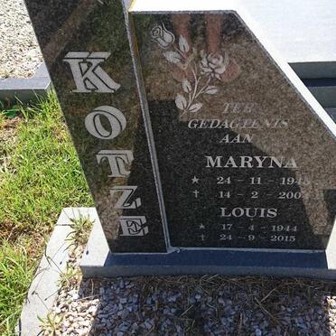 KOTZE Louis 1944-2015 &amp; Maryna 1945-2004