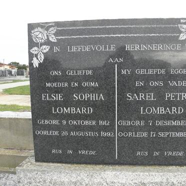 LOMBARD Sarel Petrus 1912-1961 &amp; Elsie Sophia 1912-1992