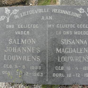 LOUWRENS Salmon Johannes 1885-1963 &amp; Susanna Magdalena 1895-1957