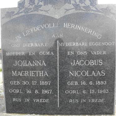 LOURENS Jacobus Nicolaas 1893-1963 &amp; Johanna Magrietha 1897-1967