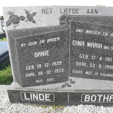 LINDE Danie 1939-1973 :: BOTHA Dina Maria nee STEYL 1911-1990