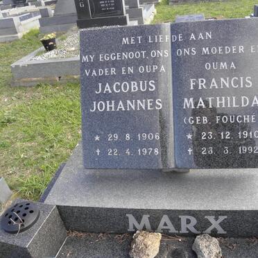 MARX Jacobus Johannes 1906-1978 &amp; Francis Mathilda FOUCHE 1910-1992