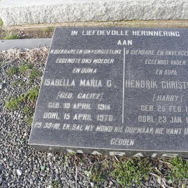 MARAIS Hendrik Christoffel 1911-1987 &amp; Isabella Maria C. CALITZ 1914-1970