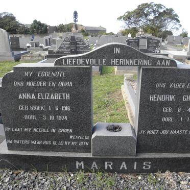 MARAIS Hendrik Christoffel 1914-1975 &amp; Anna Elizabeth KRIEK 1916-1974