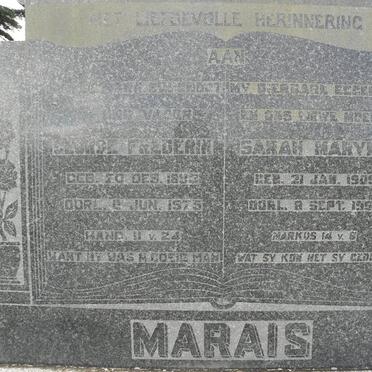 MARAIS George Frederik 1893-1975 &amp; Sarah Maryna 1909-1956