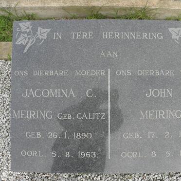 MEIRING John 1906-1960 &amp; Jacomina C. CALITZ 1890-1963