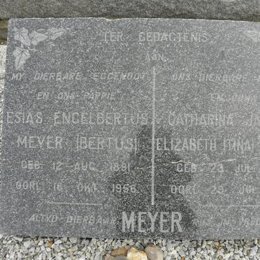 MEYER Esias Engelbertus 1891-1956 &amp; Catharina Jacoba Elizabeth NEL 1901-1991