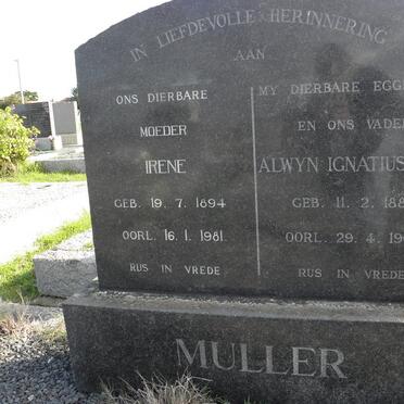 MULLER Alwyn Ignatius 1882-1964 &amp; Irene 1894-1981