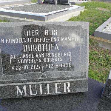 MULLER Dorothea formerly ROBERTS nee JANSE VAN RENSBURG 1927-1990