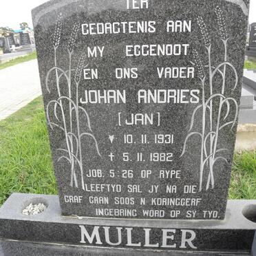 MULLER Johan Andries 1931-1982