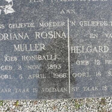 MULLER Helgard 1882-1962 &amp; Adriana Rosina HONIBALL 1893-1966