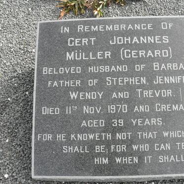 MÜLLER Gert Johannes -1970