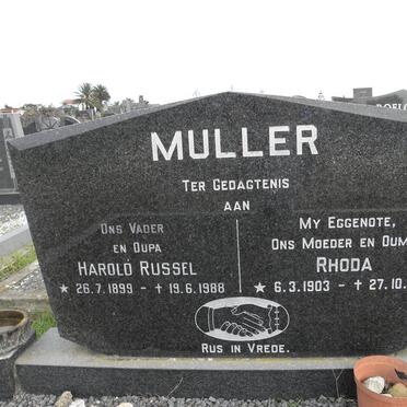 MULLER Harold Russel 1899-1988 &amp; Rhoda 1903-1977