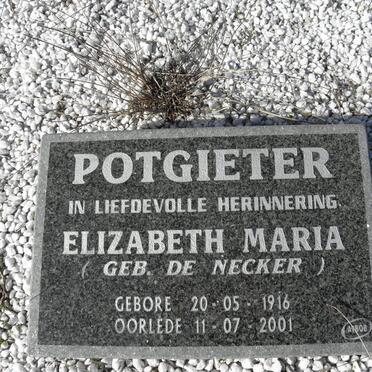 NECKER Jacomina Elizabeth, de VAN NIEKERK 1887-1974 :: POTGIETER  Maria Elizabeth DE NECKER 1916-2001
