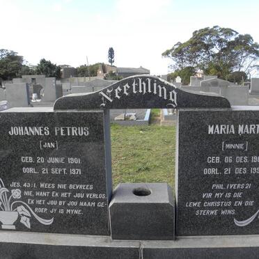 NEETHLING Johannes Petrus 1901-1971 &amp; Maria Marthina 1901-1995