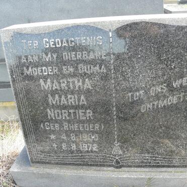NORTIER Martha Maria nee RHEEDER 1900-1972