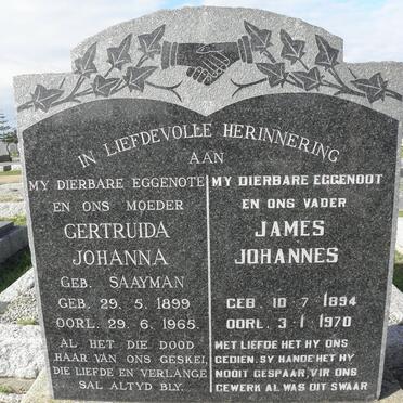 PACE James Johannes 1894-1970 &amp; Gertruida Johanna SAAYMAN 1899-1965