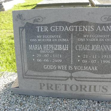 PRETORIUS Charl Johannes 1913-1996 &amp; Maria Hephzibah HUGO 1921-2009