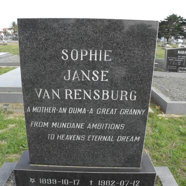 RENSBURG Sophie, Janse van 1899-1982