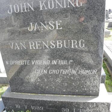 RENSBURG John Koning, Janse van 1889-1967