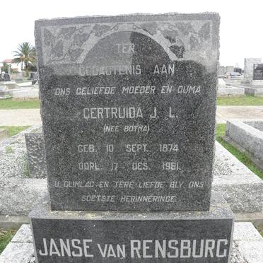 RENSBURG Gertruida J.L., Janse van nee BOTHA 1874-1961