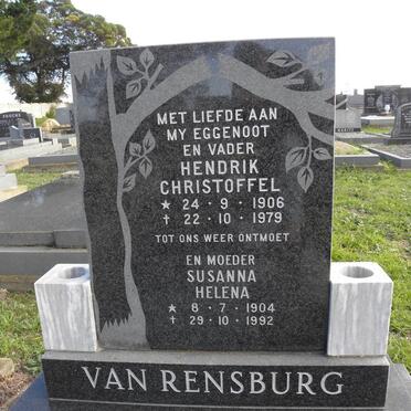 RENSBURG Hendrik Christoffel, van 1906-1979 &amp; Susanna Helena 1904-1992